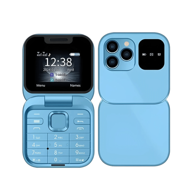 Telefono Tascabile Pieghevole PRO Doppia SIM Fotocamera Bluetooth MP4 - Blu